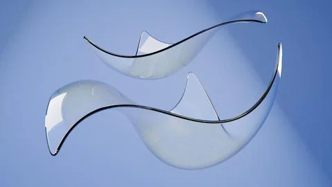 Abstract Glass Shape Wave Flow – 3D Design Stock Illustration