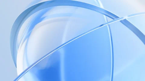 Abstract glass sphere motion with transparent blue rings rotating in clean .. 库存影片 327249598