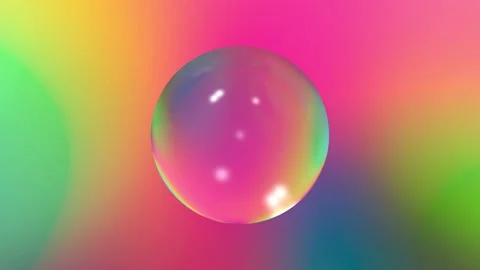 Abstract glass spheres orbiting within a flowing spectrum vaporwave gradient Stock Footage 168000854