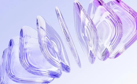 Abstract glass tech 3D background with iridescent transparent square plate Illustrazione stock