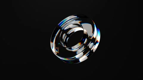 Abstract glass torus 3d shape rotate on a black background. Seamless loopin.. Stock Footage 317833746