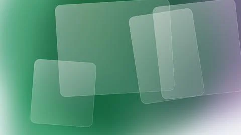Abstract Glassmorphism Background with Translucent Rounded Squares on Green.. Illustrazione stock