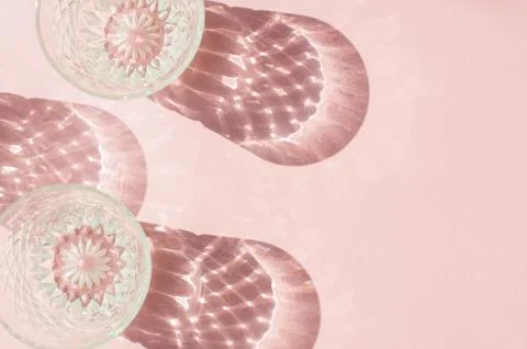 Abstract glassware shadows background. Reflections at natural light. Stock Photos