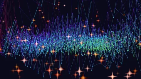 Abstract Glimmering Network Waveform with Stars Stock Footage 329894057