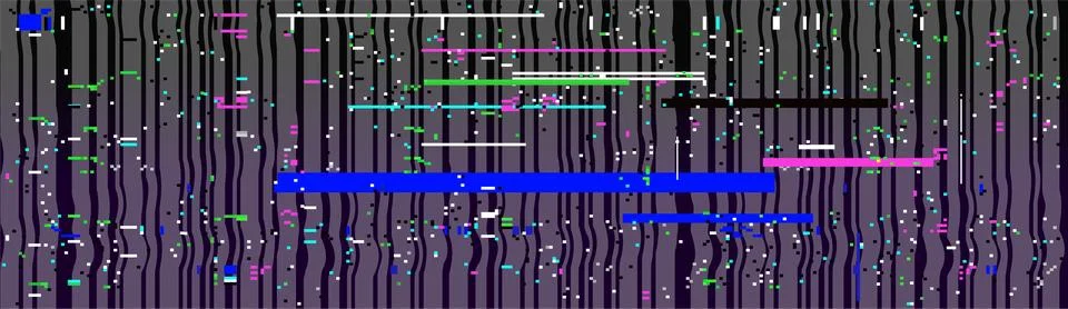 Abstract glitch is appearing in flat design stripes, with multicolored bars on Stock Illustration