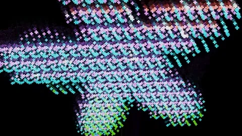 Abstract Glitch Art Cross Pattern with Vibrant Neon Motion Visuals Stock Footage 340211203