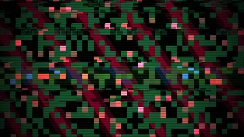Abstract Glitch Art Visuals with Red and Green Pixelated Patterns. Stock Footage 334464212