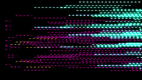 Abstract glitch cubes lines animation on black background. Neon beams path f Stock Footage 246678670
