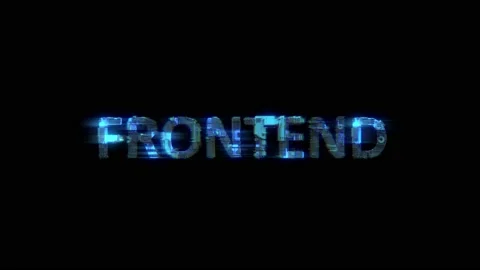 Abstract glitch cybernetic text FRONTEND lighting blue electrical light Stock Footage 205215539
