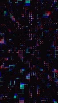 Abstract Glitch Digital Matrix Grid Cyberpunk Neon Tech Background Illustration