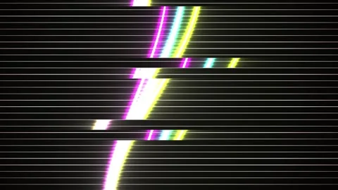 Abstract Glitch Effect with Neon Lines and Horizontal Static. Stock Footage 334464678
