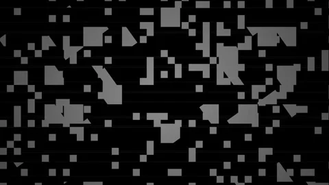 Abstract Glitch Effect with Pixelated Geometric Shapes on Black Background. Stock Footage 334464407