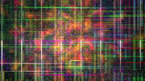 Abstract Glitch Multicolored Lines In Digital Vintage Mosaic Background Stock Footage 321462561
