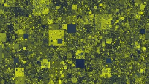 Abstract glitch pattern background, pixelated fractal complexity, neon yellow Stock Footage 331980013