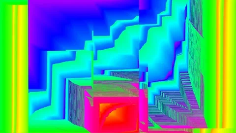 Abstract glitch pixelated rainbow colors animation, loopable multicolored bug Stock Footage 124374487