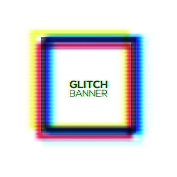 Abstract glitch square frame. Distorted rectangle. Stock Illustration