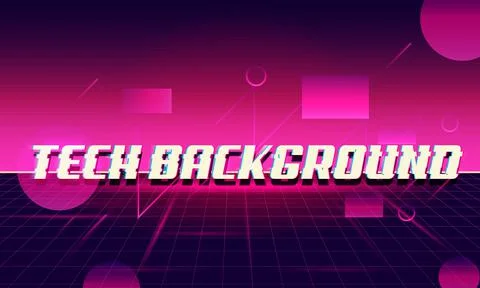 Abstract glitch tech background , Retro Sci-Fi Background Futuristic Grid lan Stock Illustration