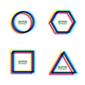 Abstract glitch texture frame set. Distorted sign. Stock Illustration