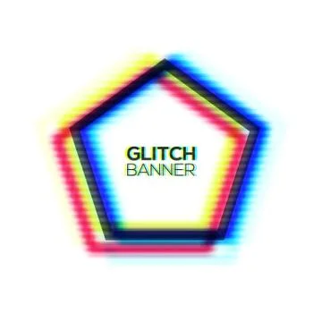 Abstract glitch texture pentagon frame. Stock Illustration