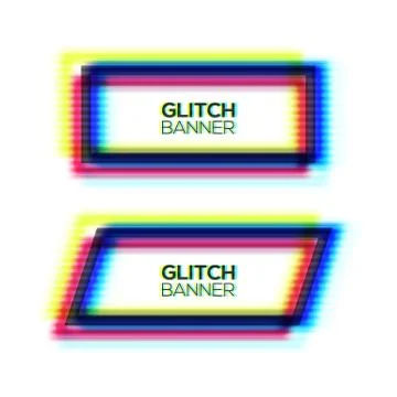 Abstract glitch texture square frame set. Stock Illustration