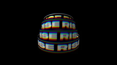 Abstract glitching rise text effect with rotating layers against a dark bg Vídeos de archivo 342747241