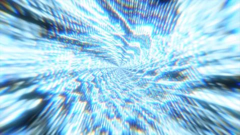 Abstract glitchy blue vortex with digital data distortion effect Stock Illustration