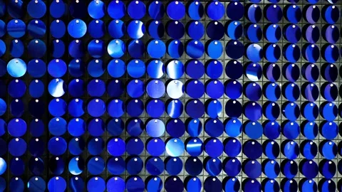 Abstract glitter blinking blue background. Wall of shining holiday decoration. Stock Footage 144383452