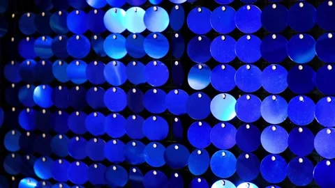 Abstract glitter blinking blue background. Wall of shining holiday decoration. Stock Footage 144465674