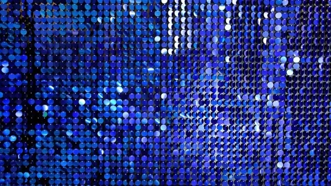 Abstract glitter blinking blue background. Wall of shining holiday decoration. Stock Footage 144734544