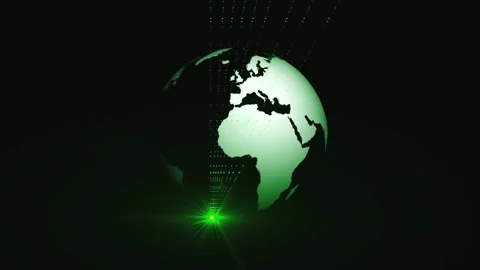 Abstract glitter green light moving around the earth in dark Stock-Footage 255440298