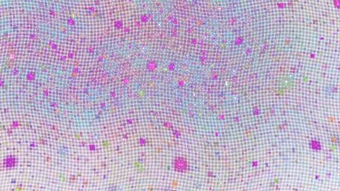 Abstract glittering geometric texture with blue, green and purple pixels. Fan Stock Illustration