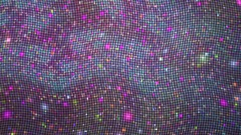 Abstract glittering geometric texture with blue, green and purple pixels. Fan Stock Illustration
