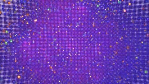 Abstract glittering geometric texture with blue and violet pixels. Fantasy fr Stock Illustration