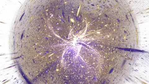 Abstract glittering geometric texture with blue and yellow particles. Fantasy Stock Illustration