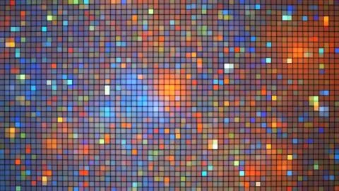 Abstract glittering geometric texture with blue and orange pixels. Fantasy fr Stock Illustration