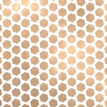 Abstract glittering hexagonal texture with golden particles. Fantasy fractal  Stock Illustration