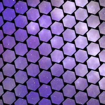 Abstract glittering hexagonal texture with shiny particles. Fantasy fractal d Stock Illustration