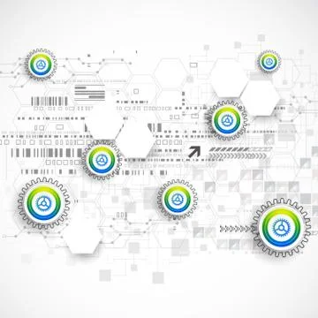 Abstract global computer technology vector concept. Illustrazione stock