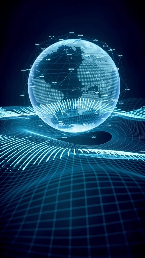 Abstract global data network connecting the world with digital information .. Video stock 327114479
