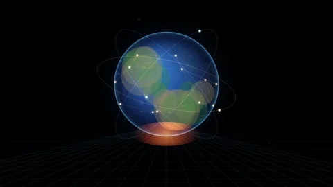 Abstract Global Digital Network and Telecommunication Hub Seamless Stock-Footage 348129859
