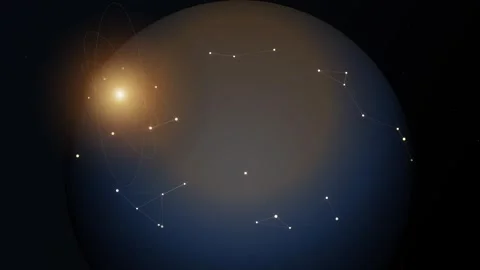 Abstract Global Digital Telemetry Network &amp; Planetary Sunrise Stock-Footage 348129878