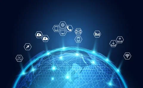 Abstract Global network background business icon around the world concept ide Stock Illustration