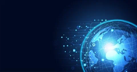 Abstract Global network background world map connection point and line modern Illustration
