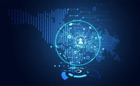 Abstract Global network background world map digital people business connecti Иллюстрация