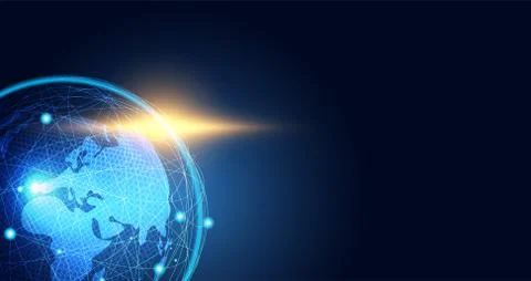 Abstract Global network background world map connection point and line modern Illustration