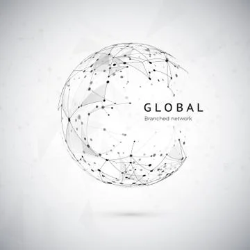 Abstract global network concept. Web structure, social nets concept, node net Stock Illustration