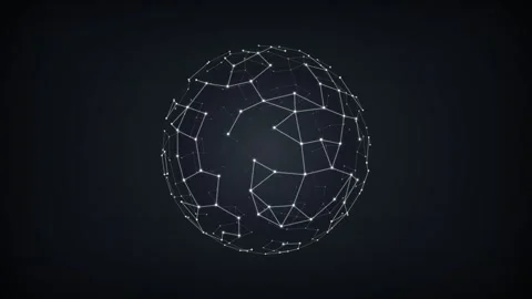 Abstract Global Network Connection with Rotating Sphere and Plexus Structure Stock Footage 336617861