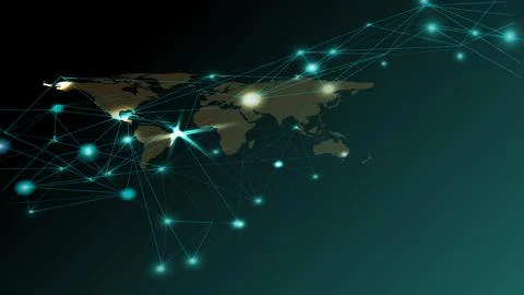 Abstract global network connection. World map point and line composition on.. Stock Illustration