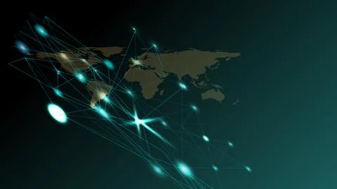 Abstract global network connection. World map point and line composition on.. Stock Illustration