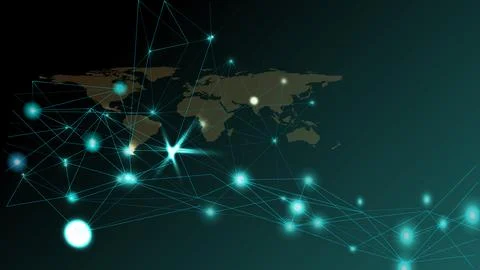 Abstract global network connection. World map point and line composition on.. イラスト素材